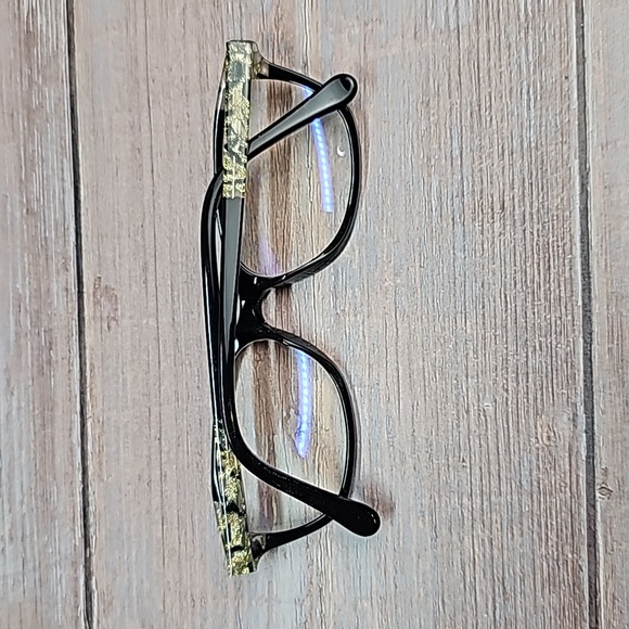 LADIES BLACK & GOLD PLASTIC EYEGLASS FRAMES - Picture 11 of 16